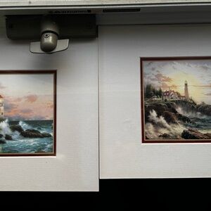 Set of 2 Thomas Kinkade prints 8 x10 matted Lighthouse Ocean Scene Wall Art